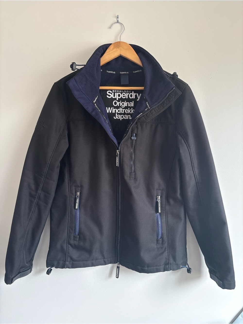 Superdry Windtrekker Soft Shell Jacket Black Navy Men’s Size Large L